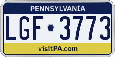 PA license plate LGF3773