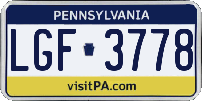 PA license plate LGF3778