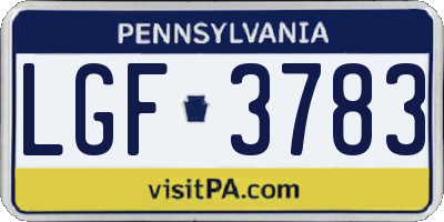 PA license plate LGF3783