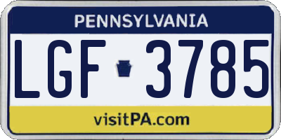 PA license plate LGF3785