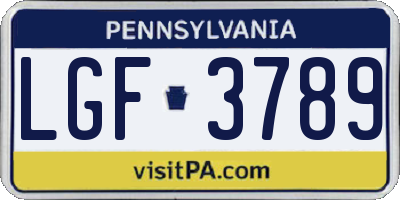 PA license plate LGF3789