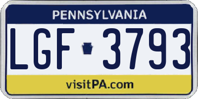 PA license plate LGF3793