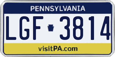 PA license plate LGF3814