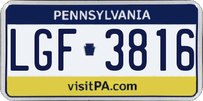 PA license plate LGF3816