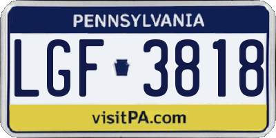 PA license plate LGF3818