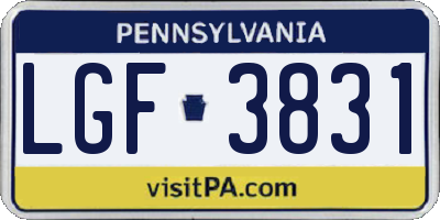 PA license plate LGF3831