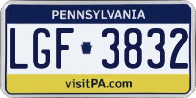 PA license plate LGF3832