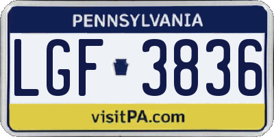 PA license plate LGF3836