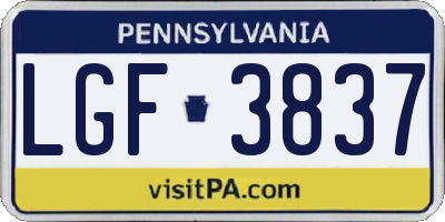 PA license plate LGF3837