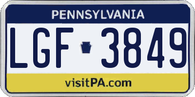 PA license plate LGF3849