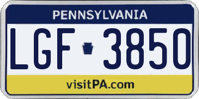 PA license plate LGF3850