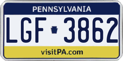 PA license plate LGF3862