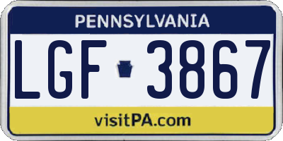 PA license plate LGF3867