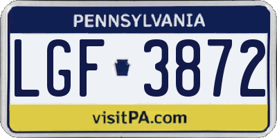 PA license plate LGF3872