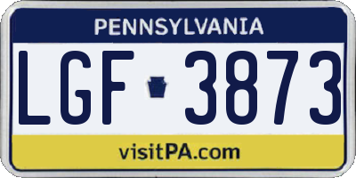 PA license plate LGF3873
