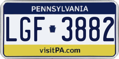 PA license plate LGF3882