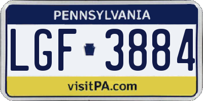 PA license plate LGF3884