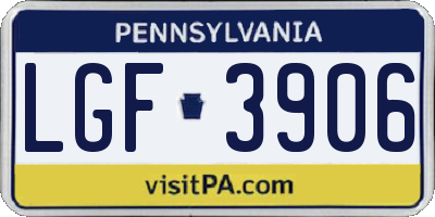 PA license plate LGF3906