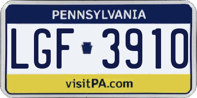 PA license plate LGF3910