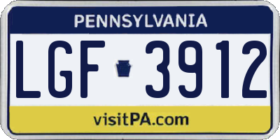 PA license plate LGF3912