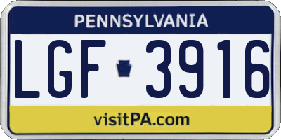 PA license plate LGF3916