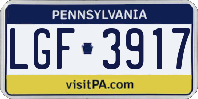PA license plate LGF3917