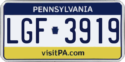 PA license plate LGF3919