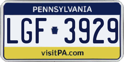 PA license plate LGF3929