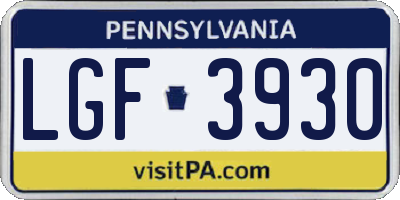 PA license plate LGF3930