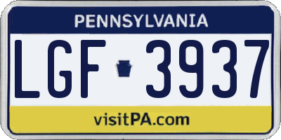 PA license plate LGF3937