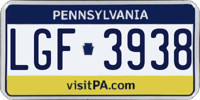 PA license plate LGF3938