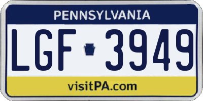 PA license plate LGF3949