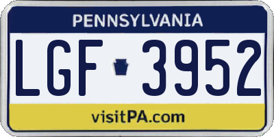 PA license plate LGF3952