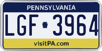 PA license plate LGF3964