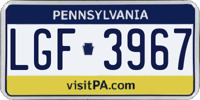 PA license plate LGF3967