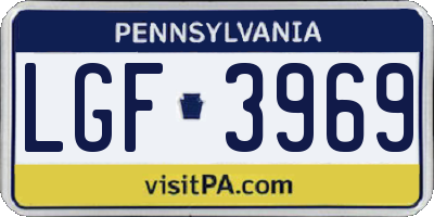 PA license plate LGF3969