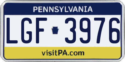 PA license plate LGF3976