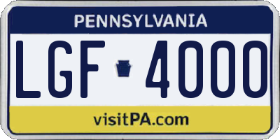 PA license plate LGF4000