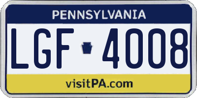 PA license plate LGF4008