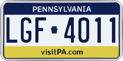 PA license plate LGF4011