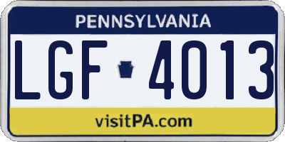 PA license plate LGF4013