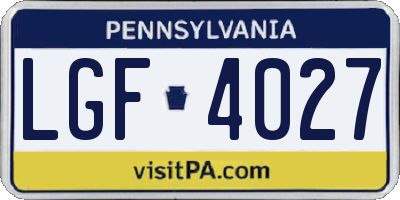 PA license plate LGF4027