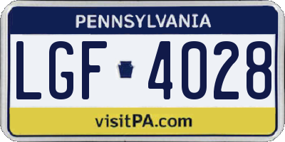 PA license plate LGF4028