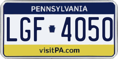 PA license plate LGF4050