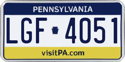 PA license plate LGF4051