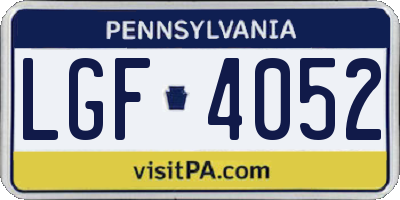 PA license plate LGF4052