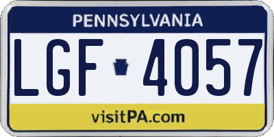 PA license plate LGF4057