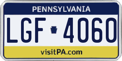 PA license plate LGF4060