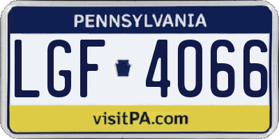 PA license plate LGF4066
