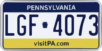 PA license plate LGF4073